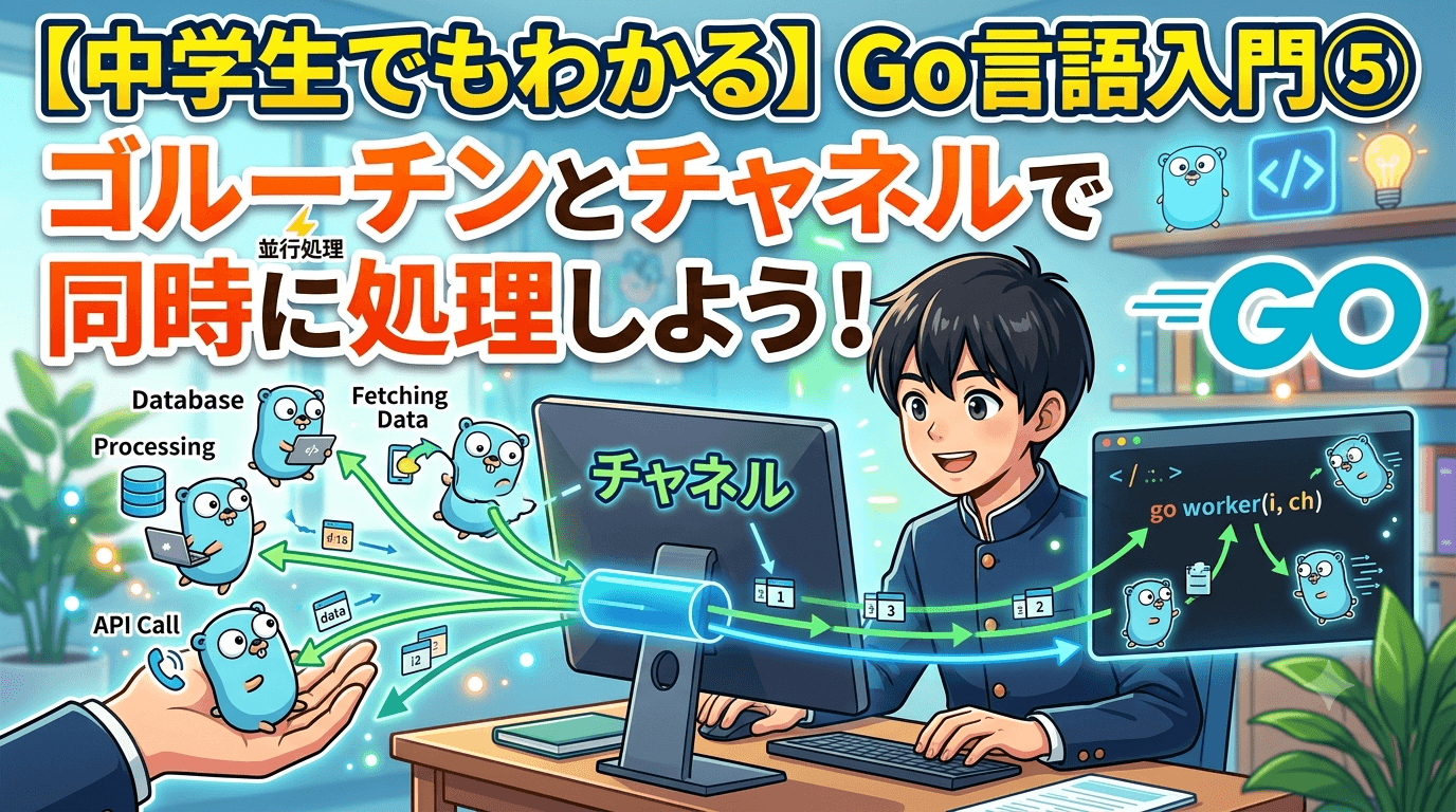 【中学生でもわかる】Go言語入門⑤ゴルーチンとチャネルで同時に処理しよう(並行処理編)