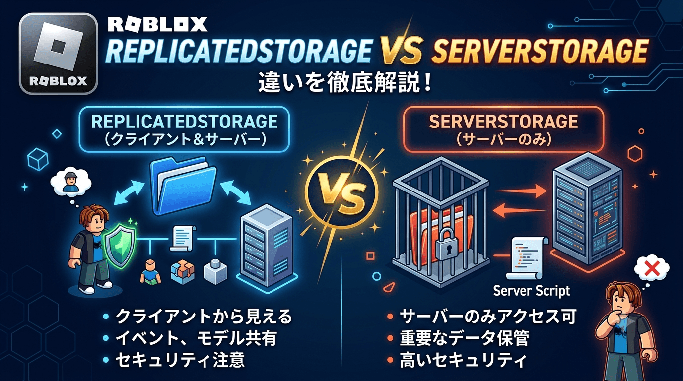 【Roblox】ReplicatedStorageとServerStorageの違いをまとめた