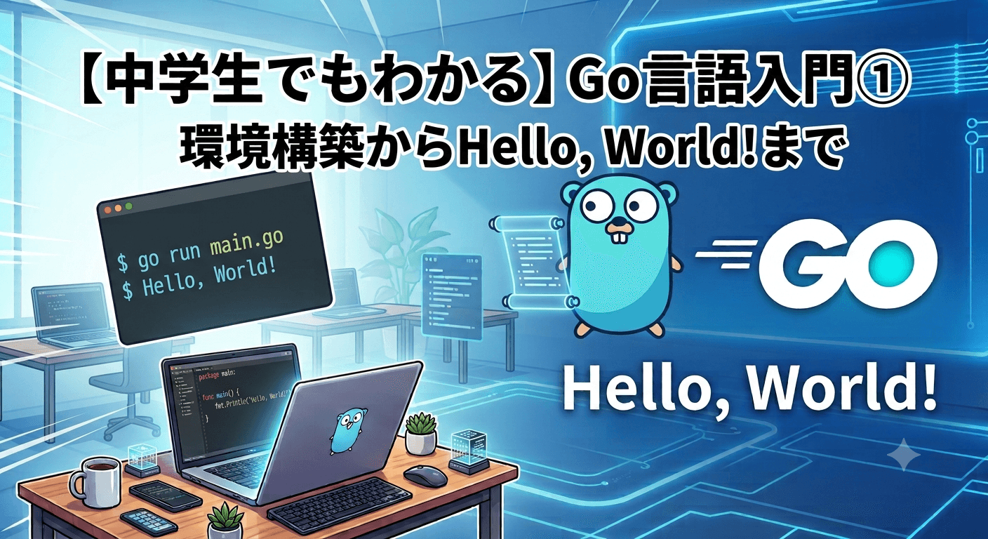 【中学生でもわかる】Go言語入門①Goってなに?環境構築からHello, World!まで