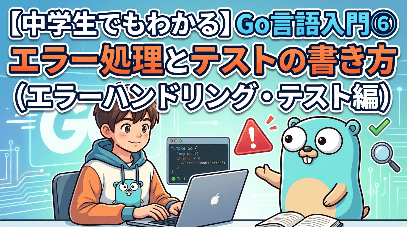 【中学生でもわかる】Go言語入門⑥エラー処理とテストの書き方(エラーハンドリング・テスト編)